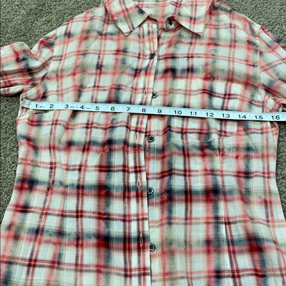 Altar’d State raw hem bleached stained button down - Picture 3 of 5